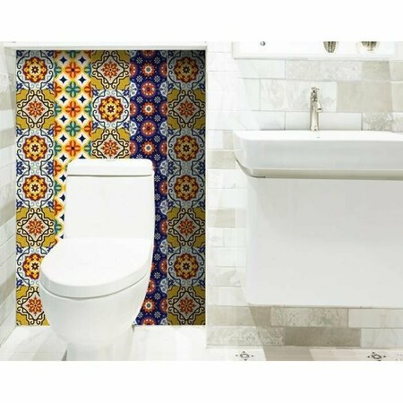 Homeroots 5 x 5 in. Blue & Yellow Mosaic Peel & Stick Removable Tiles 400061